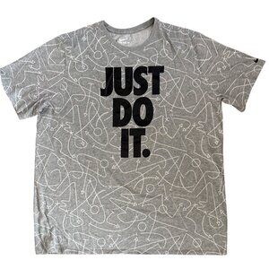 The Nike Tee Dri-Fit Gray Athletic Shirt 4XL Abstract Pattern & Just Do It Graph